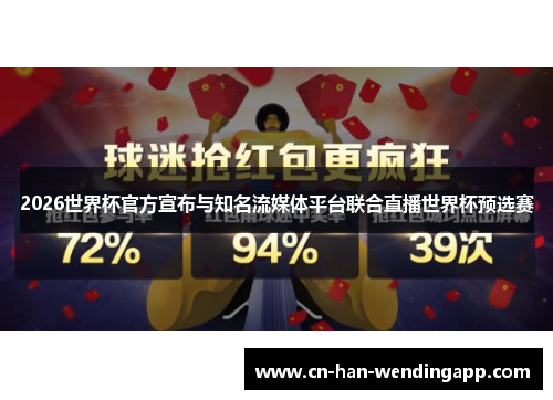 2026世界杯官方宣布与知名流媒体平台联合直播世界杯预选赛